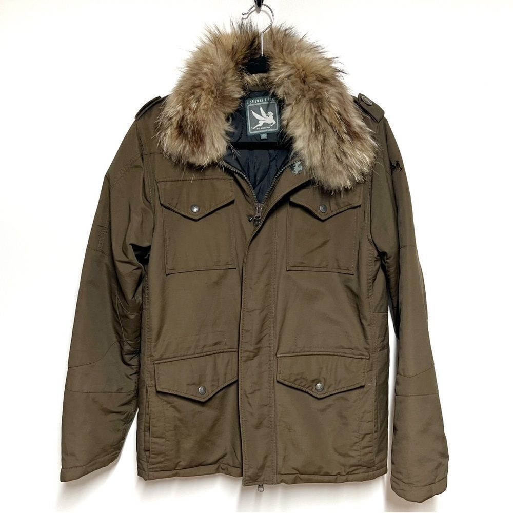 Spiewak and Sons Brown Field Jacket Coyote Fur Collar Mens S Womens